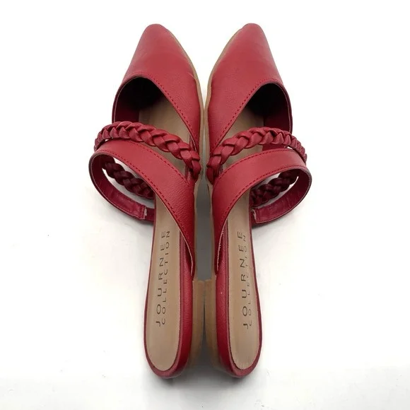Journee Collection Red Olivea Flats Slides with Foot Straps Cushioned Size 6 - Picture 5 of 10